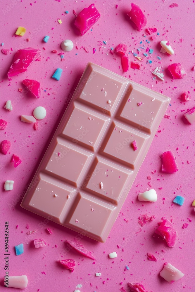 pink chocolate bar in white packaging pink chocolate bar in white packaging