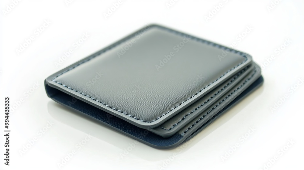 Front-facing view of a gray plastic cardholder isolated on a white background. Front-facing view of a gray plastic cardholder isolated on a white background.