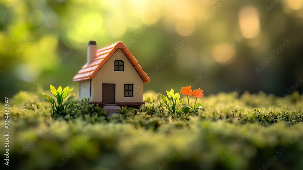 a small house sitting on top of a lush green field a small house sitting on top of a lush green field