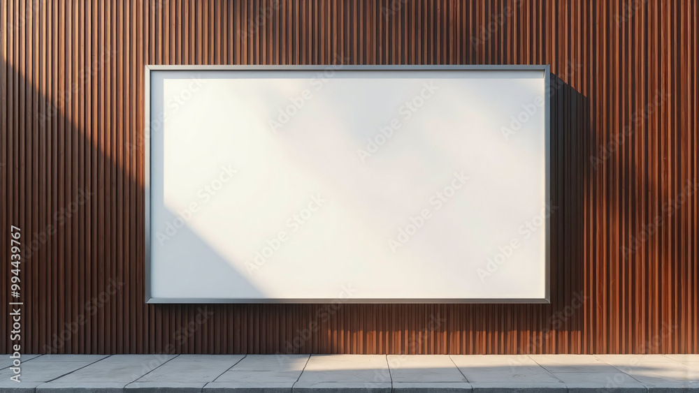 Blank Billboard on Wooden Wall