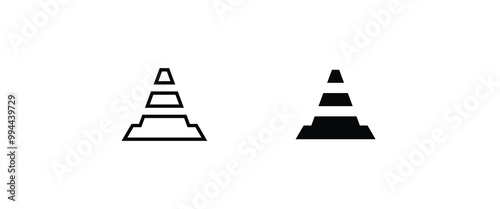 Traffic Cone alert safety . Safety Equipment, Road line and flat icons set, editable stroke isolated on white, linear vector outline illustration, symbol logo design style photo