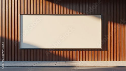 Blank Billboard on Wooden Wall