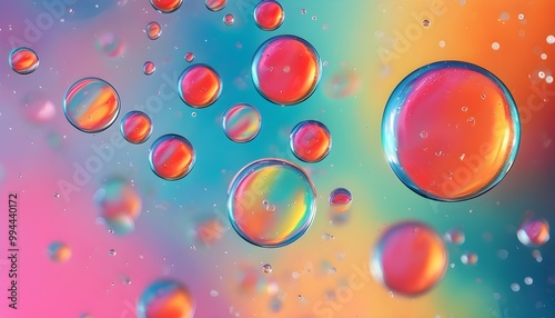 Vibrant bubbles dancing in a colorful abstract background