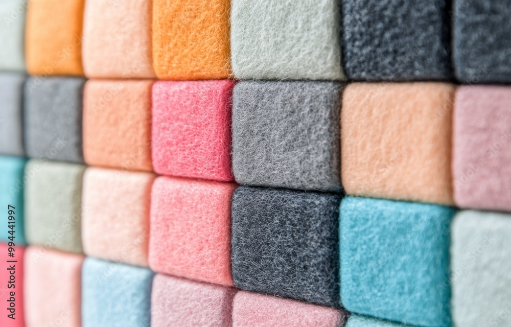 Colorful squares of felt arranged neatly in a creative display perfect for crafting projects