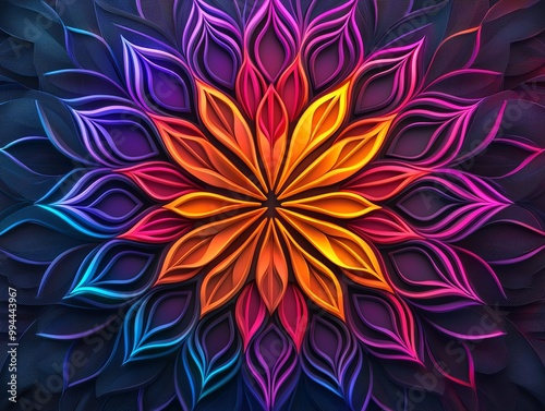 Design a hyper gradient Mandala in long shot view.