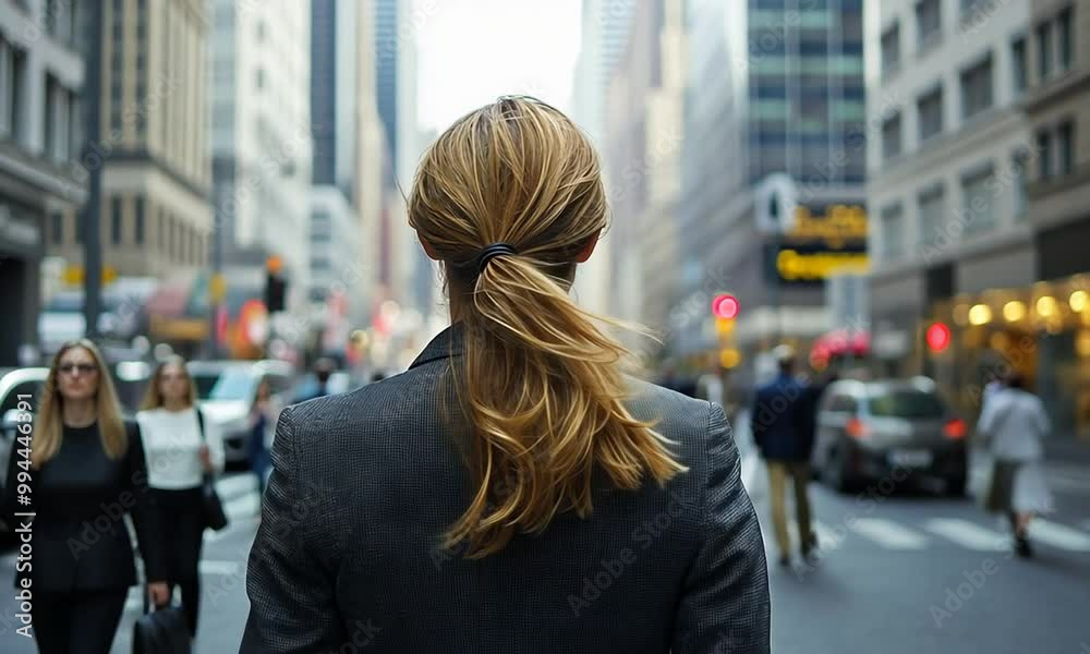 businesswoman walking on street going to the office businesswoman walking on street going to the office