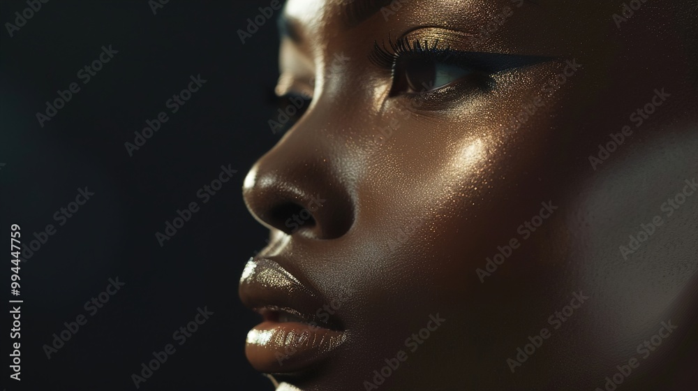 An extreme close-up highlighting the precision of defined face makeup, showcasing a sculpted jawline, well-defined cheekbones, and expert contouring for a polished and sophisticated look. An extreme close-up highlighting the precision of defined face makeup, showcasing a sculpted jawline, well-defined cheekbones, and expert contouring for a polished and sophisticated look.