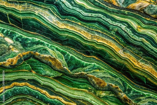 Serpentinite Texture Showing Intricate Patterns and Rich Green Hues in Natural Geological Formation