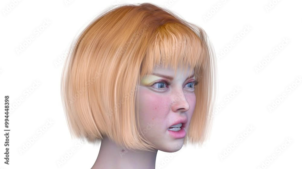 女性の顔アップ　3DCGレンダリング