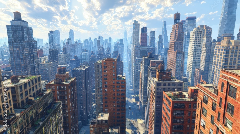 Obraz premium Urban Landscape with Skyscrapers and City Skyline