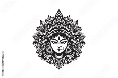 Ma Durga silhouette vector, Durga silhouette vector