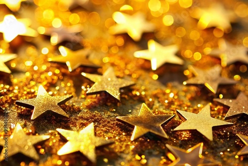 Shimmering Starry Background in Gold Color, Ideal for Elegant Designs and Luxury Themes in 4K