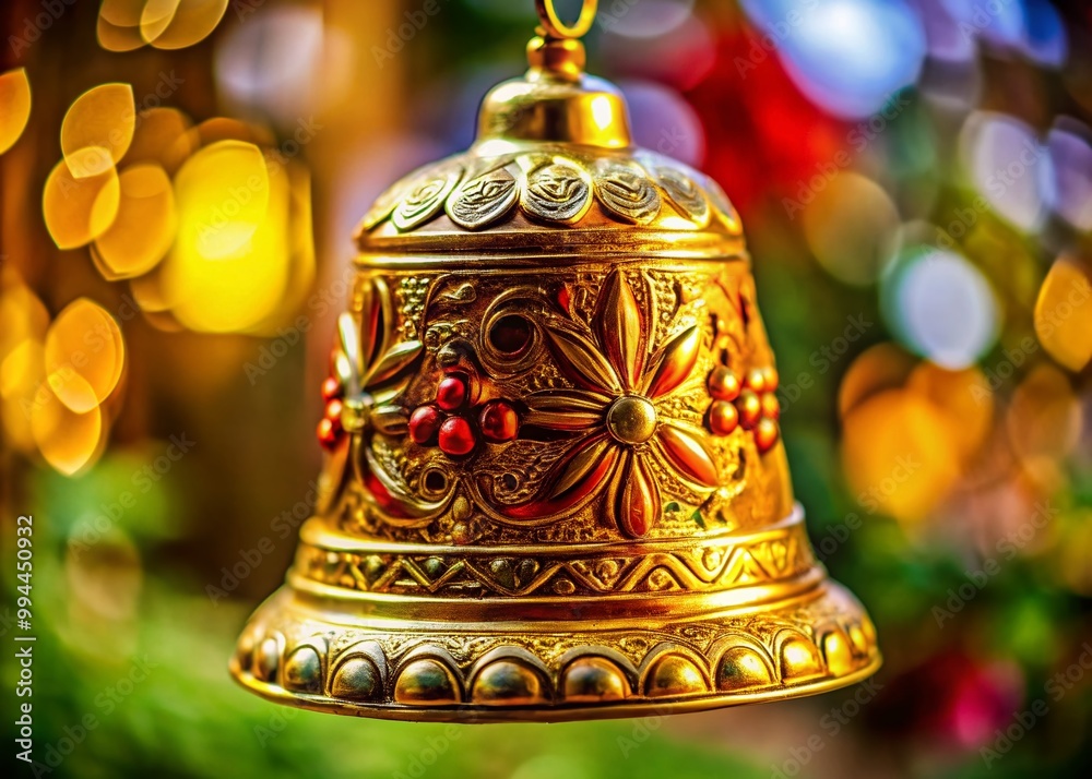 Shiny Gold Bell with intricate design, symbolizing celebration, charm, and festive occasions Shiny Gold Bell with intricate design, symbolizing celebration, charm, and festive occasions