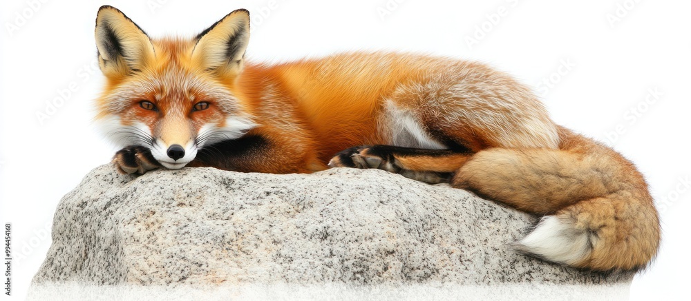 Fototapeta premium Red Fox Resting on a Rock