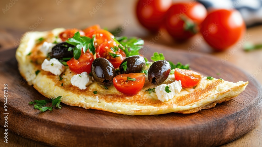 Fresh Mediterranean Omelette with Tomatoes and Olives Fresh Mediterranean Omelette with Tomatoes and Olives