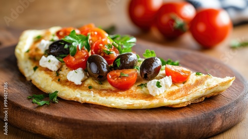 Fresh Mediterranean Omelette with Tomatoes and Olives