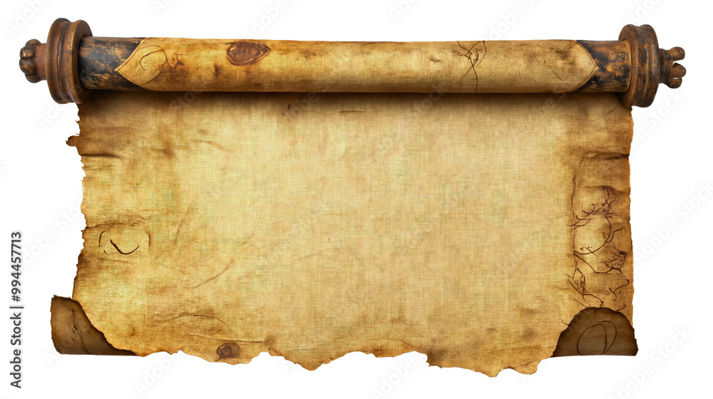 Paper scroll isolated on transparent background, history document roll ...