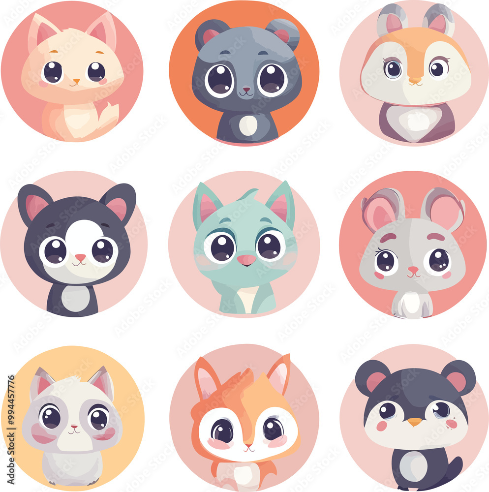 A collection of adorable vector icons A collection of adorable vector icons