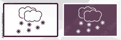 snowing outline icon. Linear vector from weather concept. Thin line white and black snowing icon isolated on white and dark background