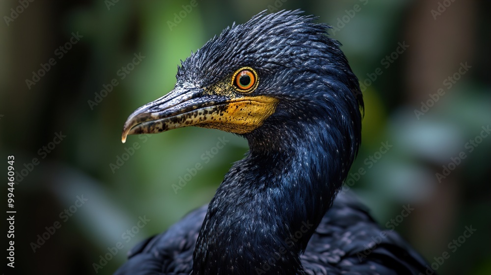 Close-Up Portrait of a Black Cormorant Bird Close-Up Portrait of a Black Cormorant Bird