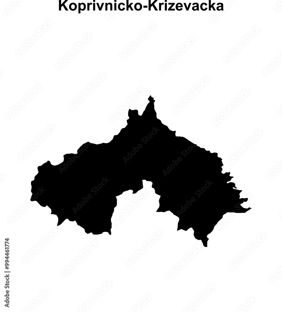 Koprivnicko-Krizevacka county blank outline map Koprivnicko-Krizevacka county blank outline map