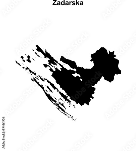 Zadarska county blank outline map photo