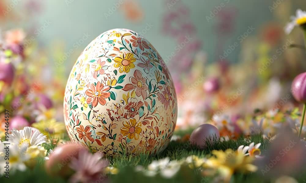 Easter Egg in a Field of Flowers Easter Egg in a Field of Flowers