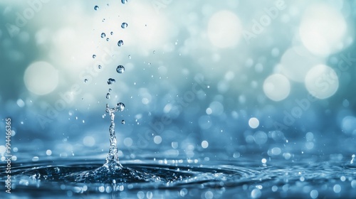 A splash of water creates ripples in a serene blue setting during a sunny aft...