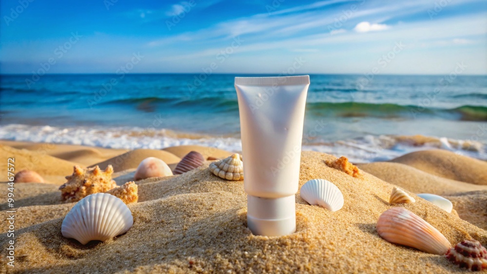 Face Wash Tube on Beach with Sand and Shells 4K HD Photo Face Wash Tube on Beach with Sand and Shells 4K HD Photo