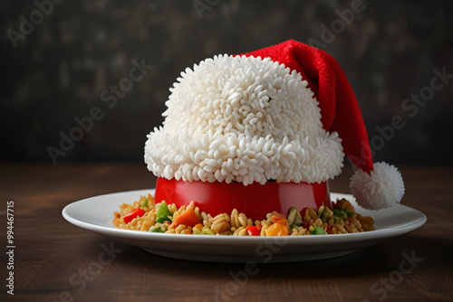 fried rice with vegetables and meat , December season Christmas foods 