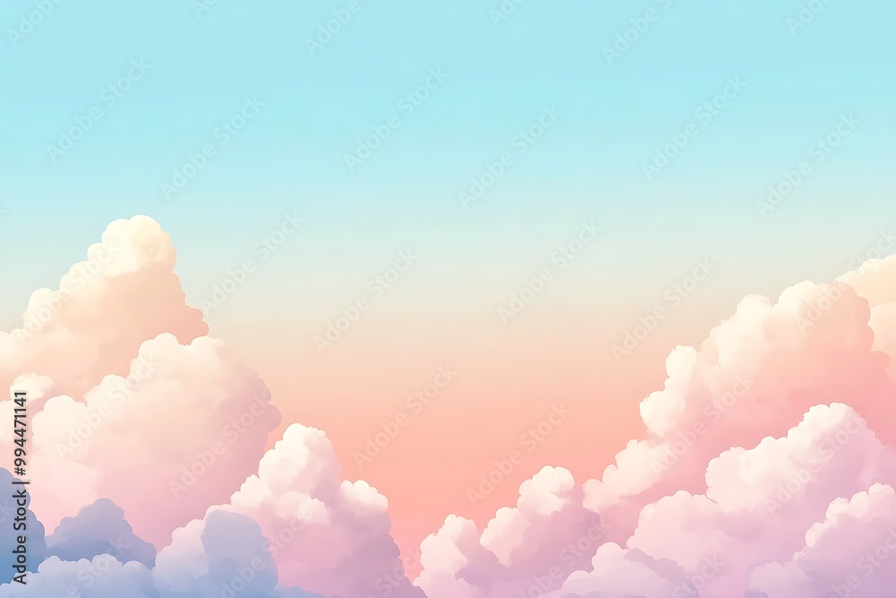 Pastel Pink and Blue Sky Background with Fluffy Clouds Pastel Pink and Blue Sky Background with Fluffy Clouds