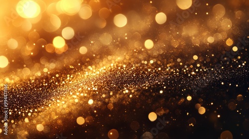 Soft golden bokeh lights creating a warm, glowing atmosphere, perfect for festive backgrounds, celebrations, or elegant and luxurious event settings