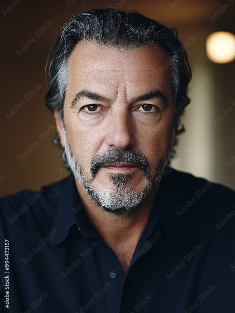 Portrait of a mature man with a beard in a dark shirt Portrait of a mature man with a beard in a dark shirt