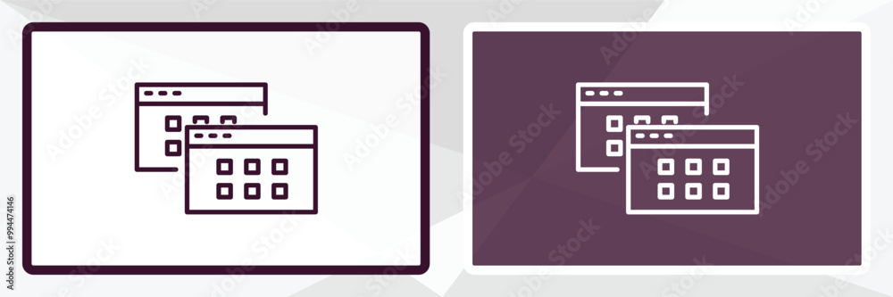 data windows outline icon. Linear vector from user interface concept. Thin line white and black data windows icon isolated on white and dark background data windows outline icon. Linear vector from user interface concept. Thin line white and black data windows icon isolated on white and dark background