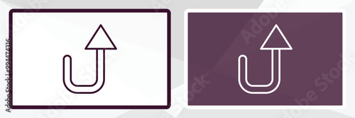 turn up arrow outline icon. Linear vector from user interface concept. Thin line white and black turn up arrow icon isolated on white and dark background