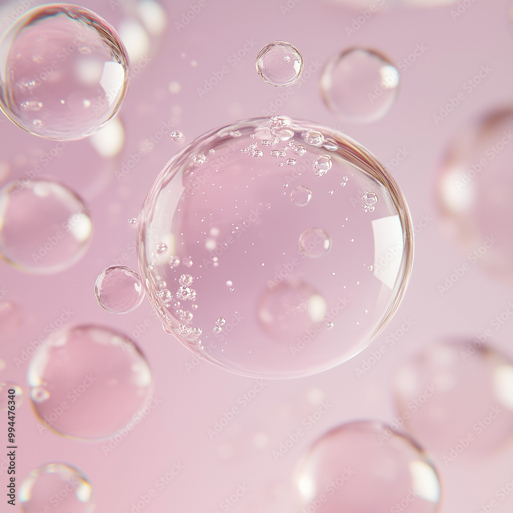 Pink bubbles floating in soft pastel background Pink bubbles floating in soft pastel background