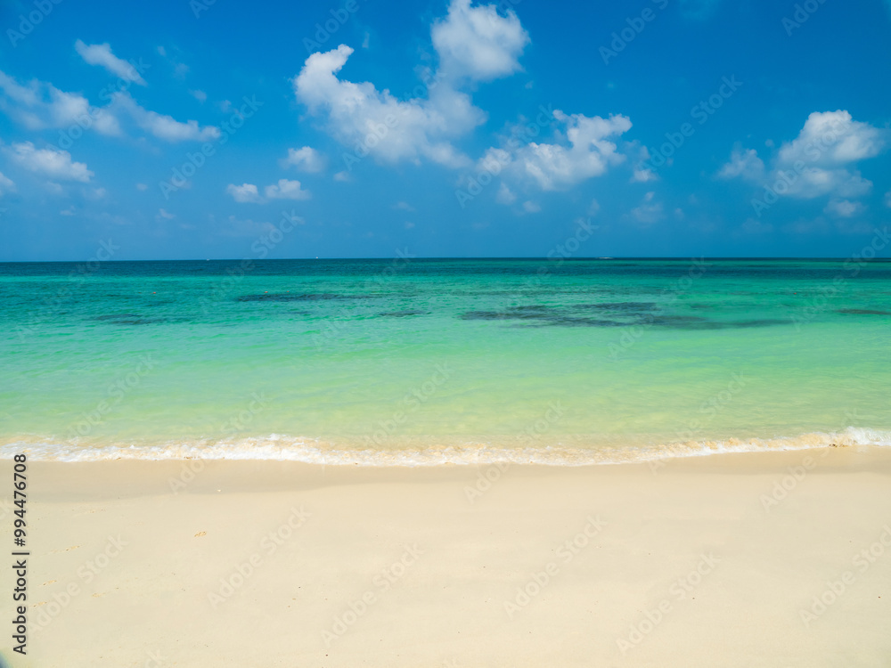 Horizon beautiful landscape summer season panorama front view holiday tropical sea beach white sand clean blue sky background calm nature ocean soft wave water travel at samae san island sun day time Horizon beautiful landscape summer season panorama front view holiday tropical sea beach white sand clean blue sky background calm nature ocean soft wave water travel at samae san island sun day time
