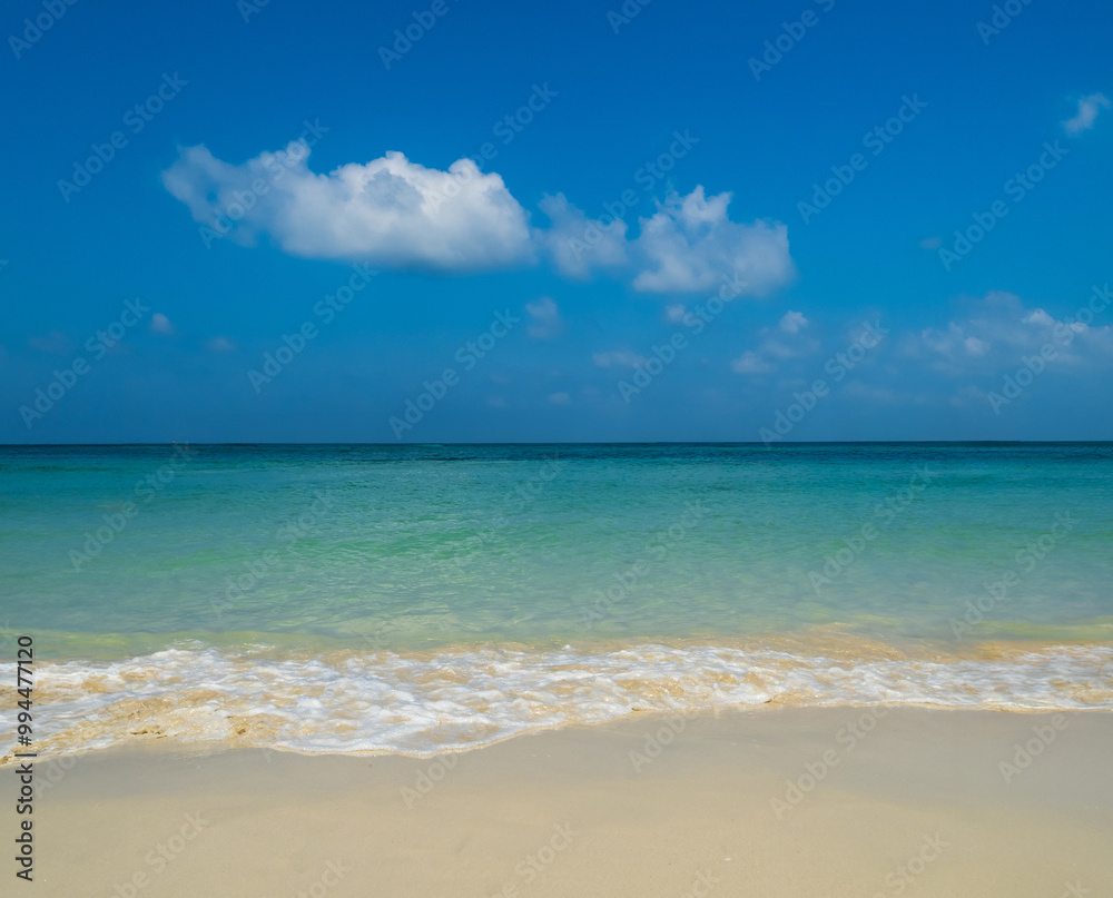 Horizon beautiful landscape summer season vertical front view point tropical sea beach white sand clean blue sky background calm nature ocean wave water travel at samae san island sun day time Horizon beautiful landscape summer season vertical front view point tropical sea beach white sand clean blue sky background calm nature ocean wave water travel at samae san island sun day time