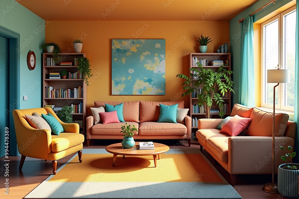 Cozy modern living room with stylish furniture and a warm wooden design, perfect for relaxation and gatherings in a luxurious home setting Cozy modern living room with stylish furniture and a warm wooden design, perfect for relaxation and gatherings in a luxurious home setting