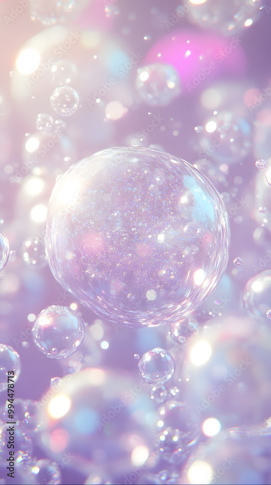 Dreamy pastel underwater scene with bubbles and glittery star and moon stickers, soft pink, lavender, and sky blue tones. Dreamy pastel underwater scene with bubbles and glittery star and moon stickers, soft pink, lavender, and sky blue tones.