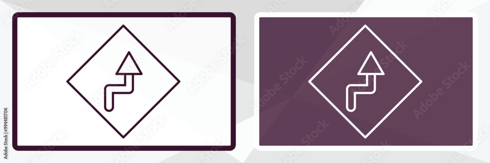 curvy road ahead outline icon. Linear vector from user interface concept. Thin line white and black curvy road ahead icon isolated on white and dark background curvy road ahead outline icon. Linear vector from user interface concept. Thin line white and black curvy road ahead icon isolated on white and dark background