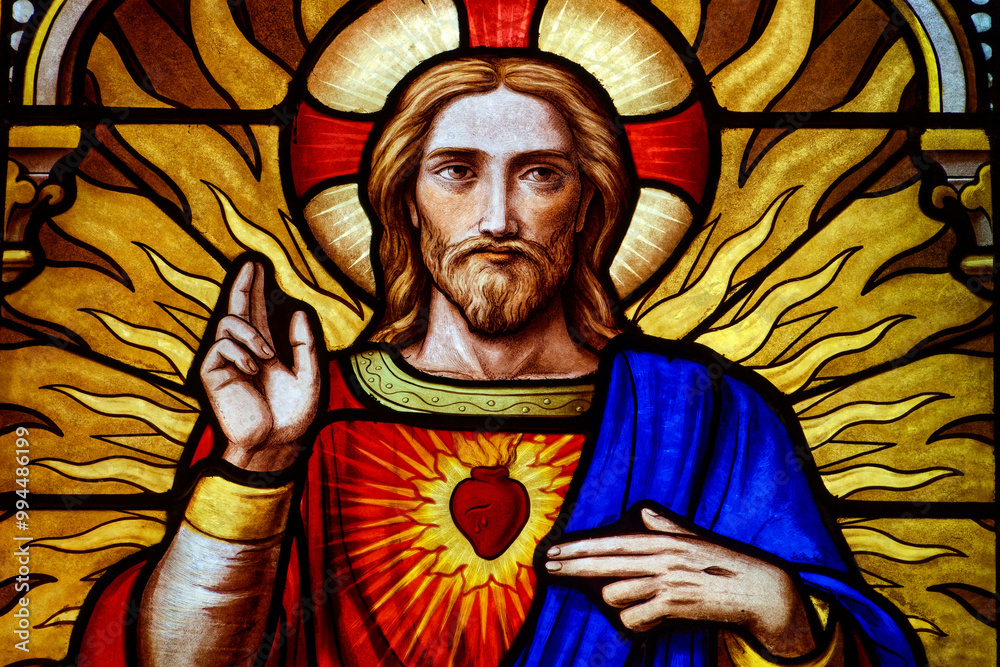 Obraz premium Stained glass of Sacred Heart of Jesus Christ..