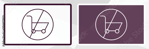 no shopping cart outline icon. Linear vector from traffic signs concept. Thin line white and black no shopping cart icon isolated on white and dark background