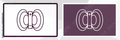 magnetic field outline icon. Linear vector from traffic signs concept. Thin line white and black magnetic field icon isolated on white and dark background