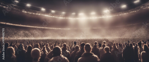 Enthusiastic sports spectators in stadium bleache photo