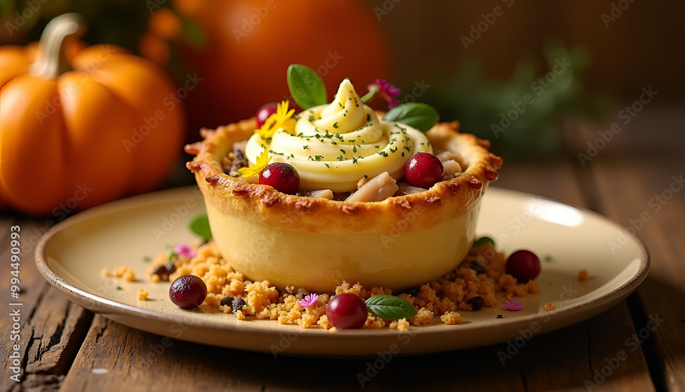 Creative turkey pot pie made from Thanksgiving leftovers garnished with mashed potato icing
Creative turkey pot pie made from Thanksgiving leftovers garnished with mashed potato icing