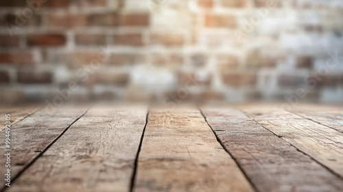 Wooden tabletop in a rustic setting with blurred background and warm lighting...