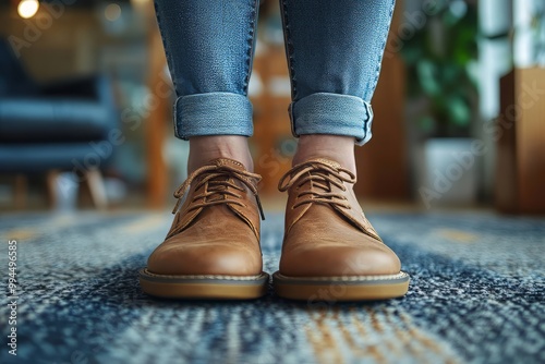 legs of person in boots, close up of a woman wearing rain shoes, waterproof 