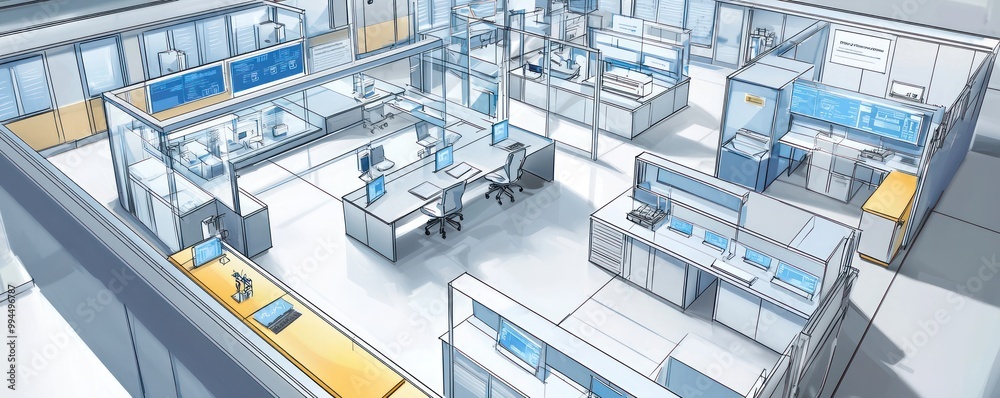 Technical drawing of an advanced forensic science laboratory, including ...