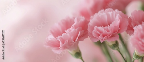 Delicate pink carnations arranged beautifully against a soft pastel background